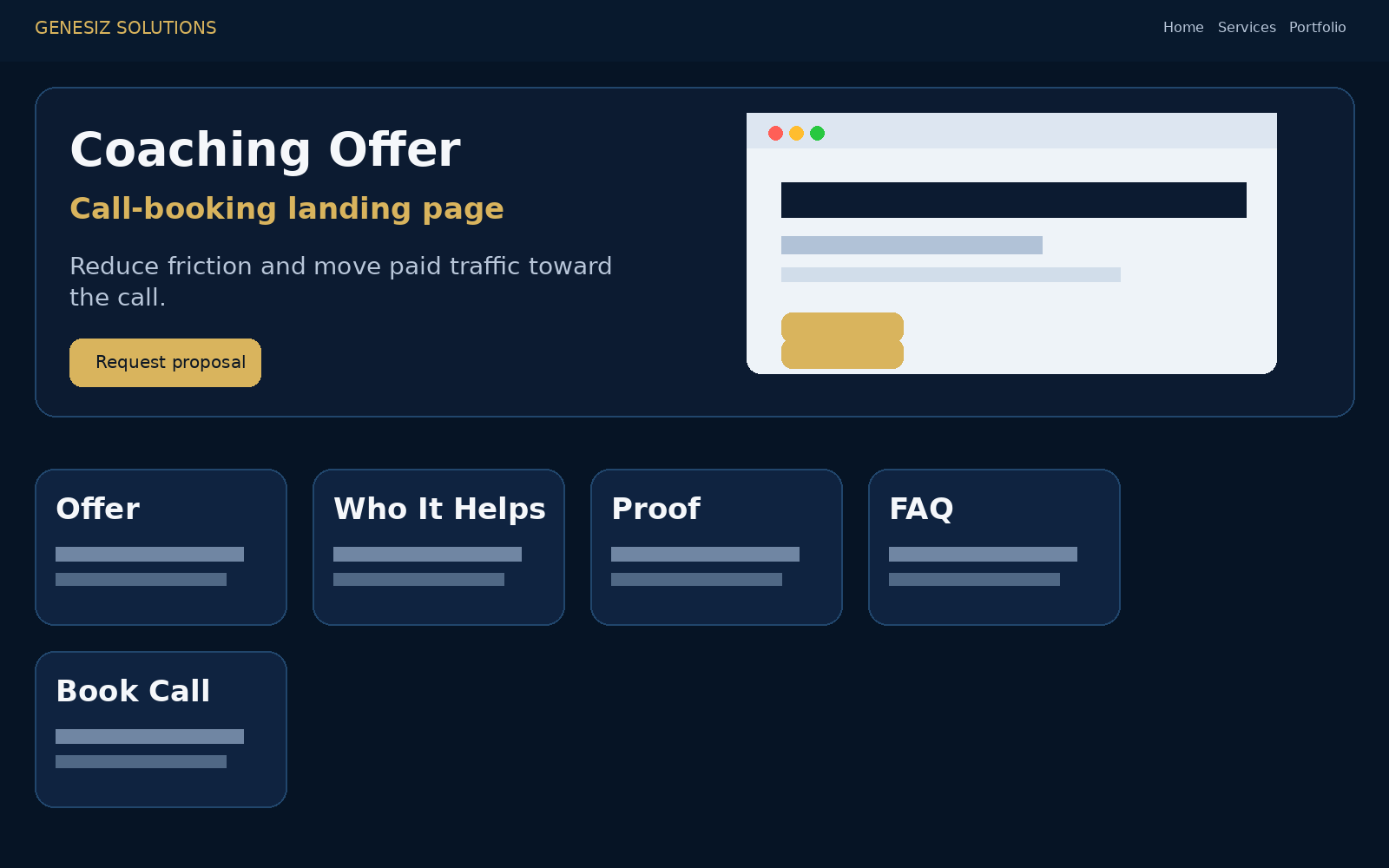 Desktop presentation for coaching landing page concept