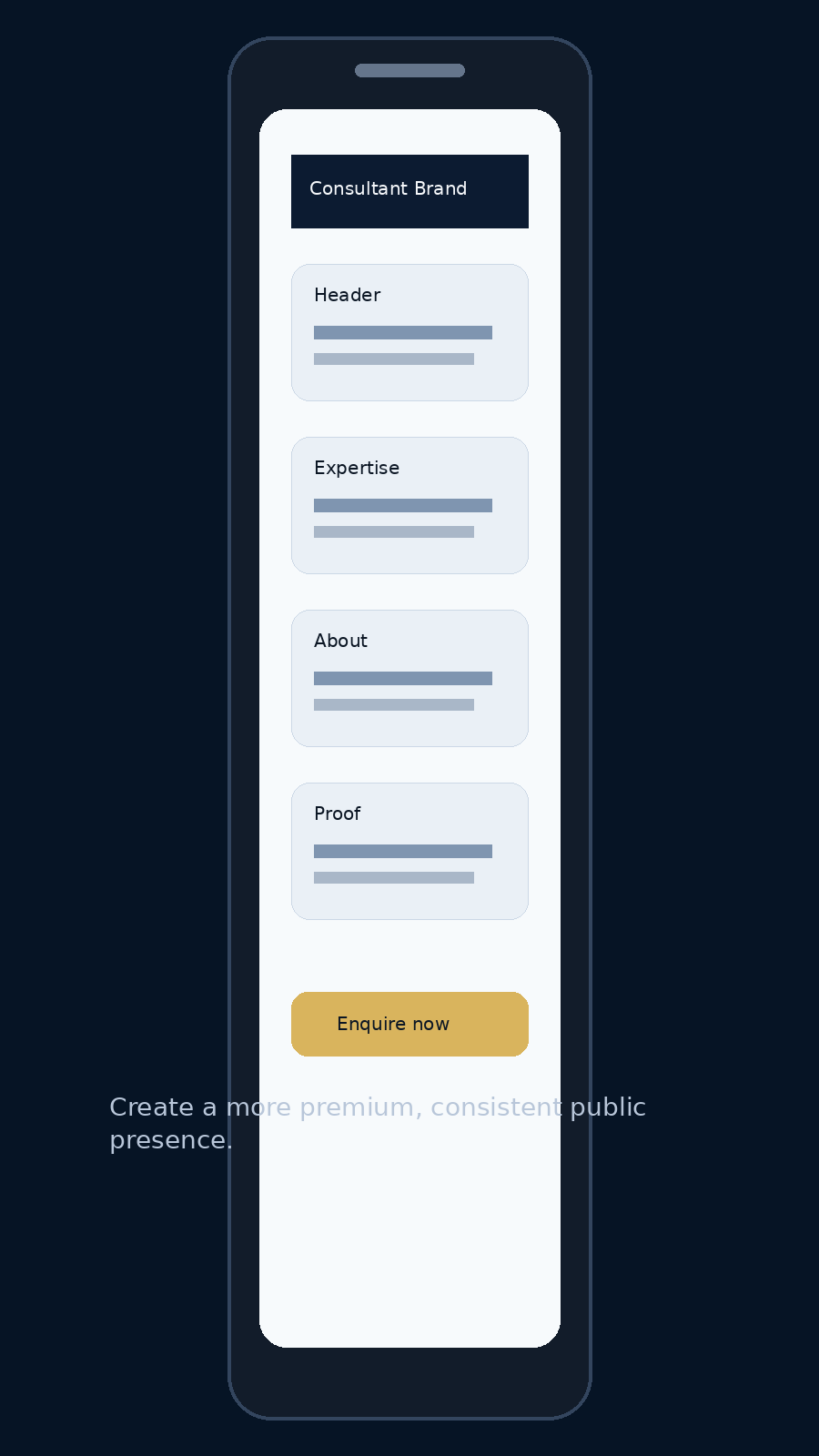 Mobile presentation for personal brand identity concept